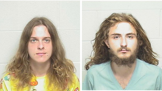 Two separate booking photos of a man