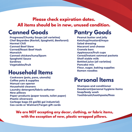 Goods that are accepted for Operation Dropbox
