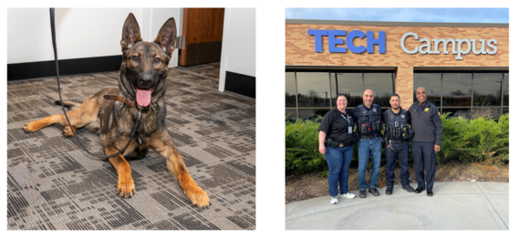 Sheriff's Office collage of K9 Brek and School Resource Officers Program