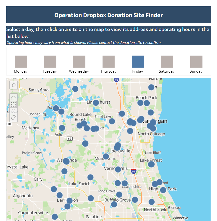 Operation Drop Box Donation Site Finder