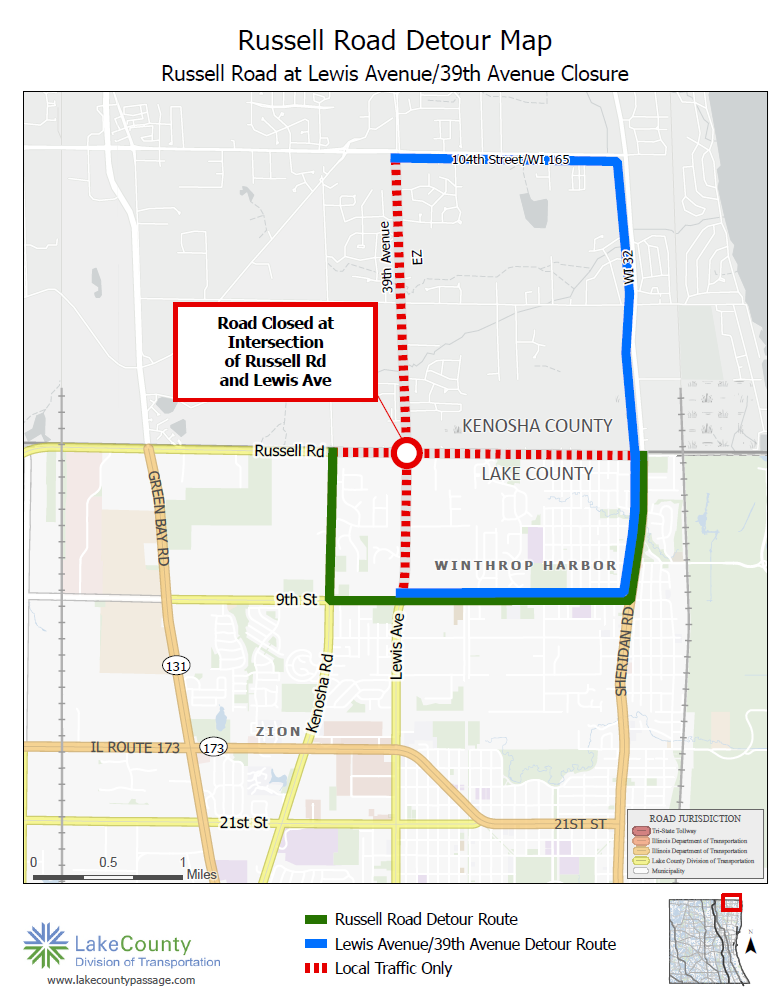 Russell Road Detour Map
