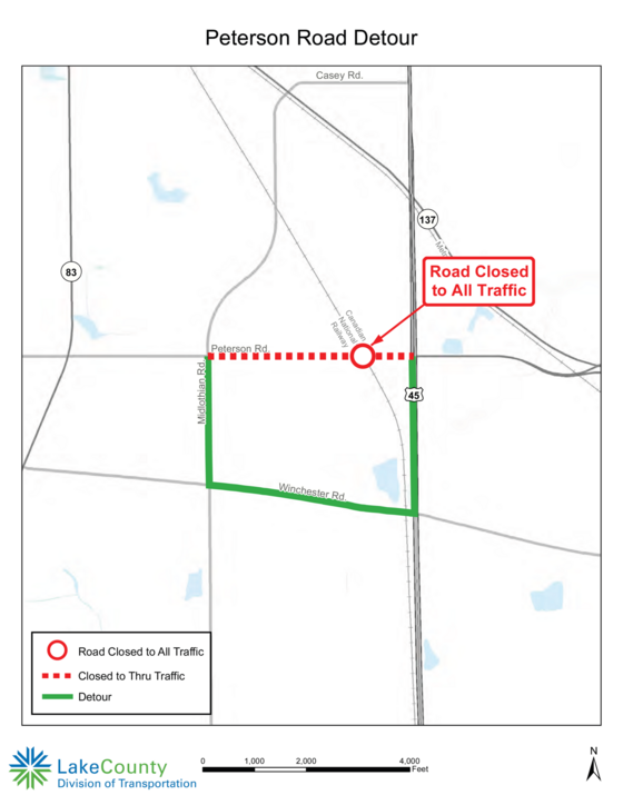 Peterson Road Detour Map