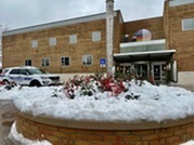 Village Hall main entrance in snow