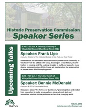 Historic Preservation Commission Speaker Series flyer
