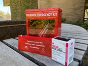 Opioid overdose emergency kit and naloxone (also known as Narcan)