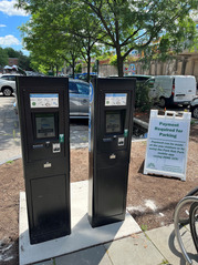 Parking payment stations at Lot 10