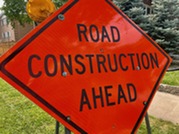 Road construction ahead sign