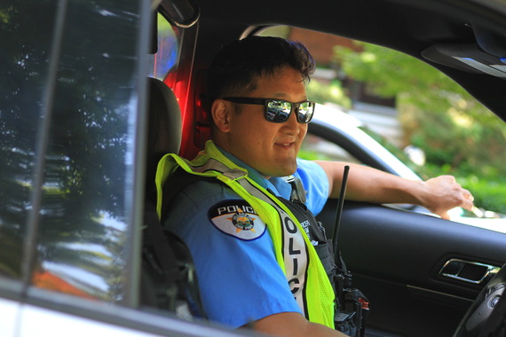 Police officer in patrol car