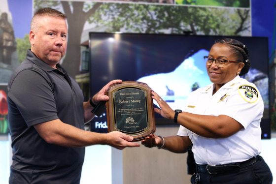 Robert Monty retirement sendoff with Chief Shatonya Johnson