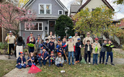 Cub Scout Troop helping out as leaf collection volunteers