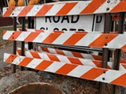 Construction barricades near South Boulevard