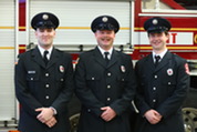 Firefighters/Paramedics James Harkins (left), Spencer Schattauer and Colin McManus (right) were sworn in during a ceremony at the main fire station