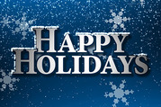 Happy holidays graphic in blue