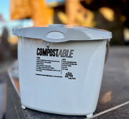 Compost pail outside Village Hall