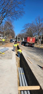 ComEd distribution conduit installation in Oak Park