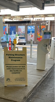Avenue parking garage maintenance sign