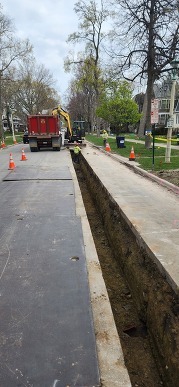 ComEd underground conduit installation in Oak Park
