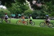 kids on bikes in park