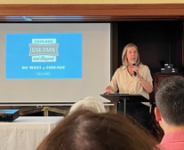 Village President Vicki Scaman at Explore Oak Park and Beyond / Visit Oak Park annual meeting in 2025.