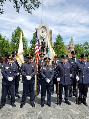 Police Department honor guard and command staff at 2025 Memorial Day ceremony