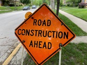 Road construction ahead sign