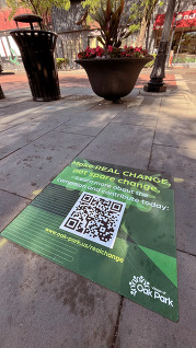 Make REAL Change decal in Downtown Oak Park