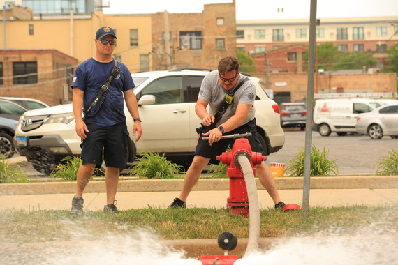 Fire hydrant flushing in Oak Park