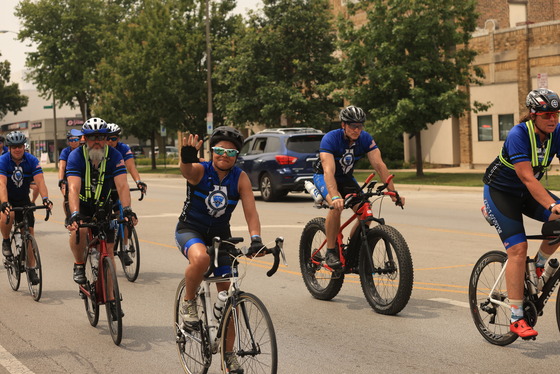 Sgt. Samantha Deuchler and fellow riders come through Oak Park