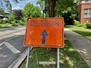 Detour construction sign in Oak Park