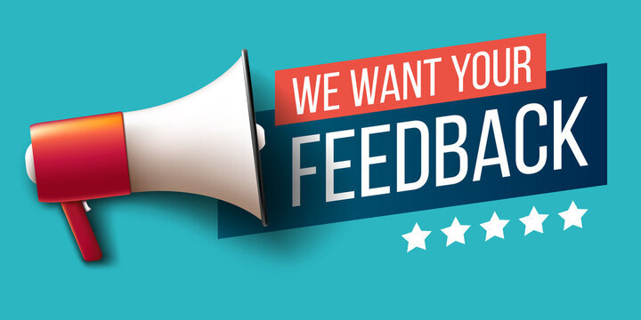 We want your feedback survey graphic