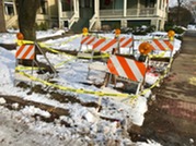 Constuction barricades in Oak Park