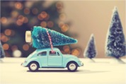 Christmas tree on car image for holiday overnight parking