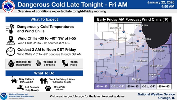 National Weather Service dangerous cold graphic - Jan. 22, 2026