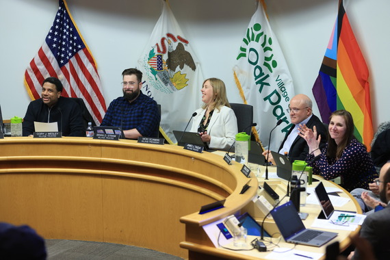 Trustees participate in a Village Board meeting on Feb. 10, 2026 at Village Hall.