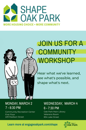Shape Oak Park workshops March 2026 graphic