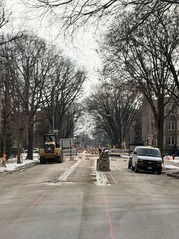 Sewer replacement construction preparation on Oak Park Avenue as part of the Renew the Avenue project. 