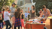 Oak Park residents attend a block party.