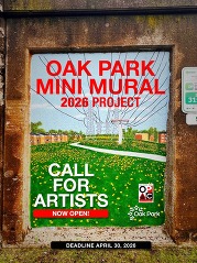 Oak Park Area Arts Council Mini-Mural project 2026 call for artists infographic 