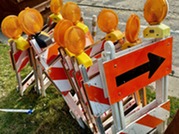 Construction barricades in Oak Park
