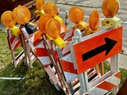Construction barricades in Oak Park
