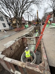 Sewer installation on Oak Park Avenue as part of the Renew the Avenue project in 2026