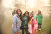 Community members participate in Oak Park's 2025 Holi Celebration at Village Hall.