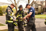 Oak Park firefighters participating in a training exercise in 2024.