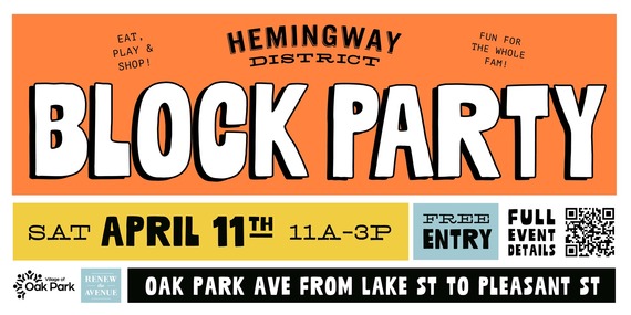 Hemingway District Block Party banner infographic