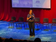 Chief Sustainability Officer Lindsey Nieratka at a One Earth Film Festival screening on April 24, 2026 at OPRF High School.