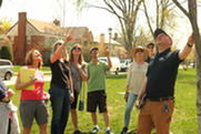 Village Forester Grant Jones gives a tree tour in 2023.