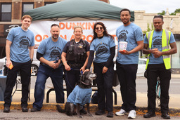 Members of the Oak Park Police Department participate in the Cop on a Rooftop fundraiser on May 15, 2026.
