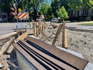 A curb cut for a traffic diverter as part of a construction project on Oak Park Avenue in 2021.