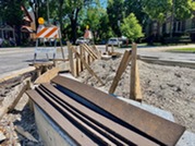A curb cut for a traffic diverter as part of a construction project on Oak Park Avenue in 2021.