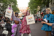 Drag queens at the Thursday Night Out Pride Night in 2024